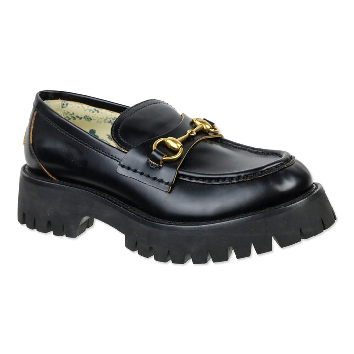 Gucci Black Harald Leather Lug-Sole Loafers