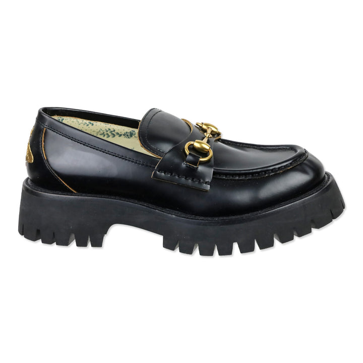 Gucci Black Harald Leather Lug-Sole Loafers