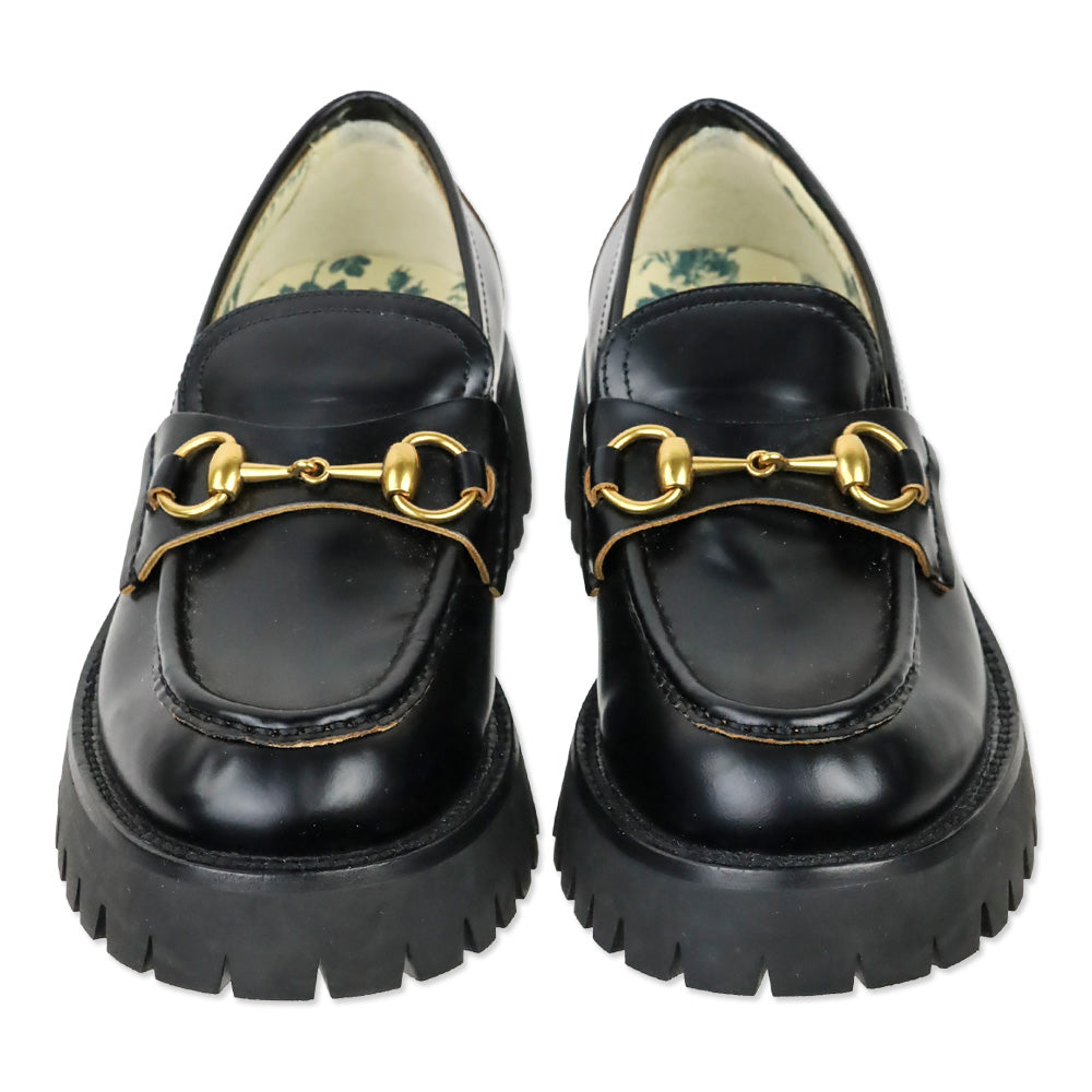 Gucci Black Harald Leather Lug-Sole Loafers