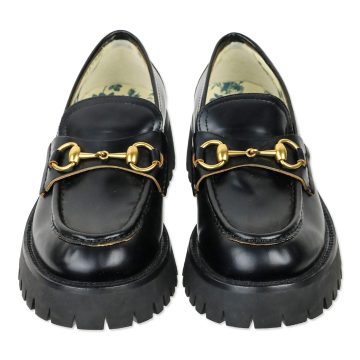 Gucci Black Harald Leather Lug-Sole Loafers