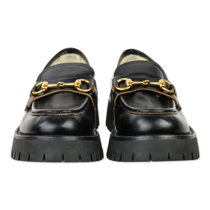Gucci Black Harald Leather Lug-Sole Loafers