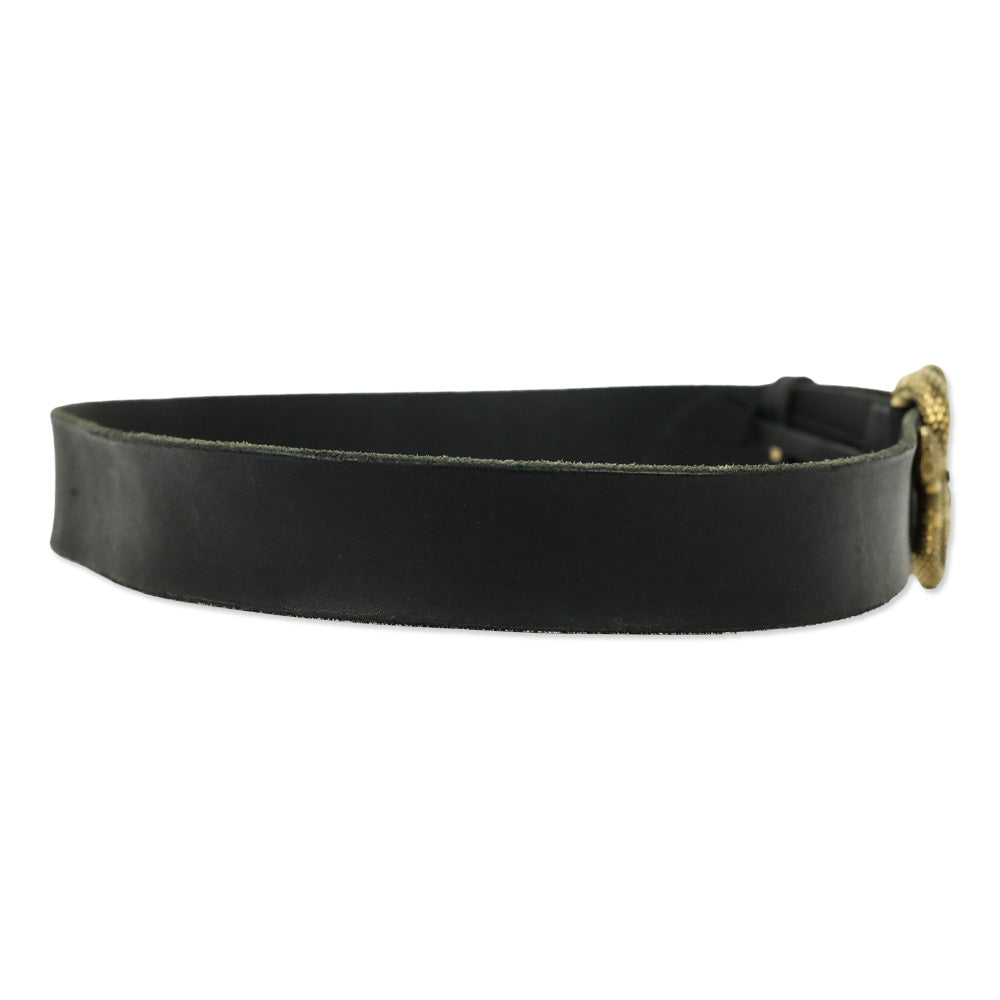 Gucci Black Leather Belt with Gold Serpent Buckle