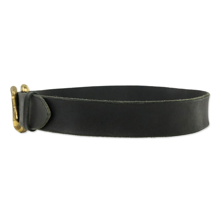 Gucci Black Leather Belt with Gold Serpent Buckle
