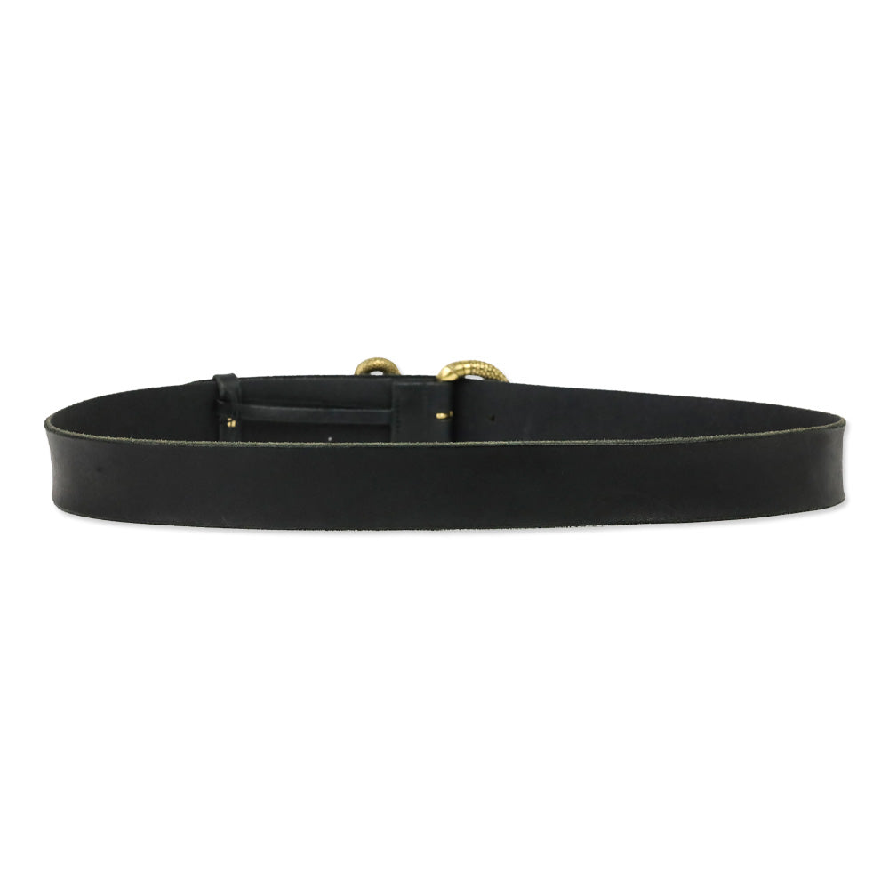 Gucci Black Leather Belt with Gold Serpent Buckle