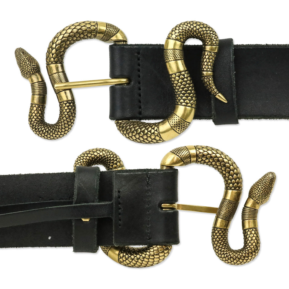 Gucci Black Leather Belt with Gold Serpent Buckle