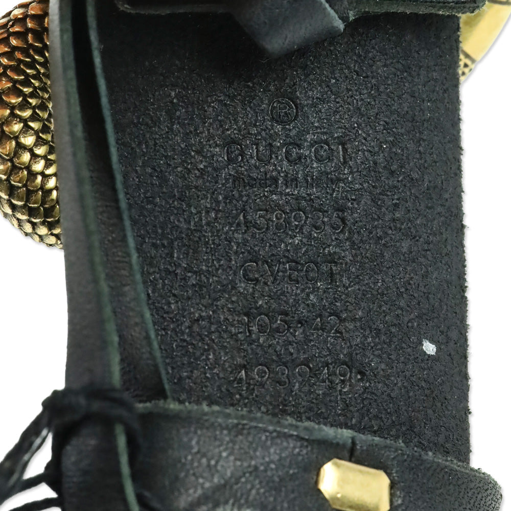 Gucci Black Leather Belt with Gold Serpent Buckle
