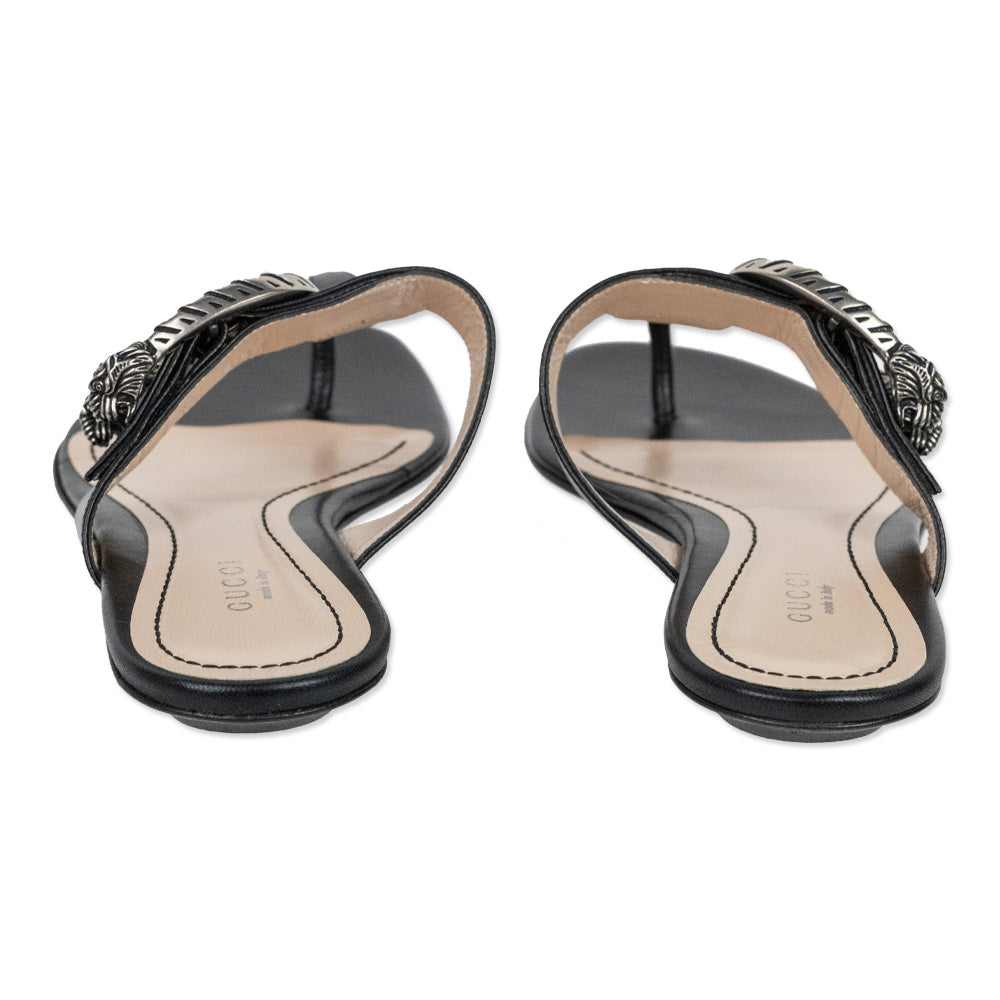 Gucci Black Leather Dionysus Thong Sandal