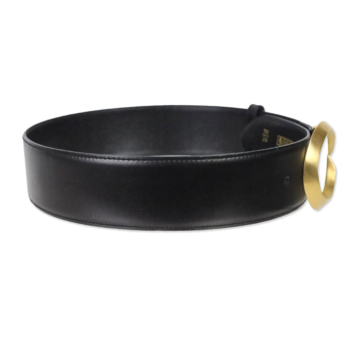 Gucci Black Leather G Buckle Wide Belt