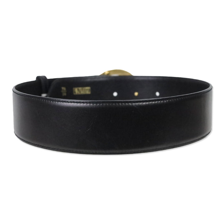 Gucci Black Leather G Buckle Wide Belt