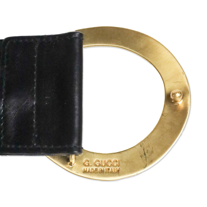 Gucci Black Leather G Buckle Wide Belt