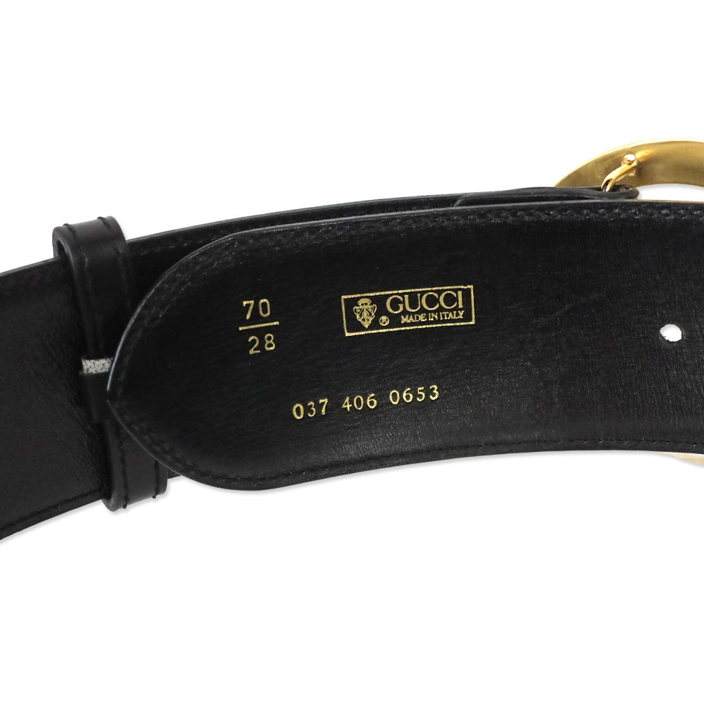 Gucci Black Leather G Buckle Wide Belt