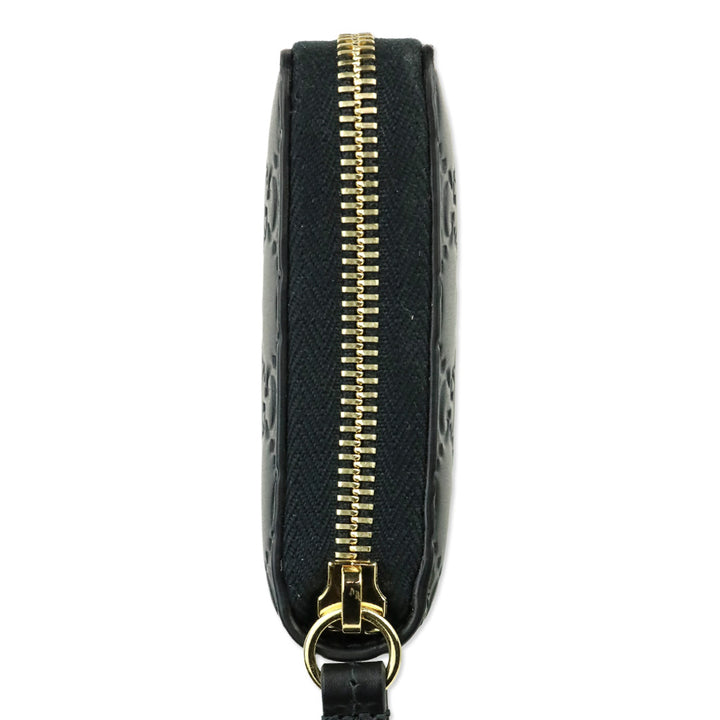 Gucci Black Leather GG Emblem Zip Around Wallet