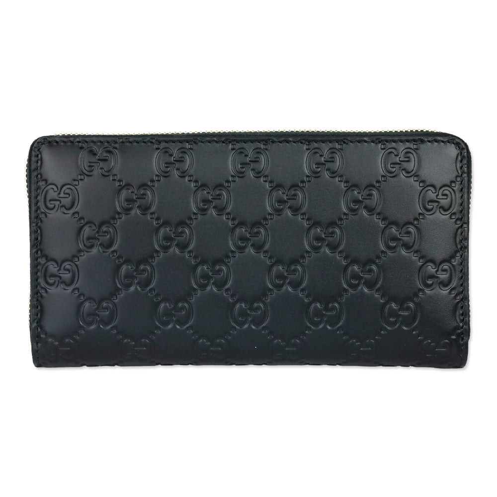 Gucci Black Leather GG Emblem Zip Around Wallet