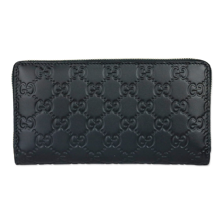Gucci Black Leather GG Emblem Zip Around Wallet