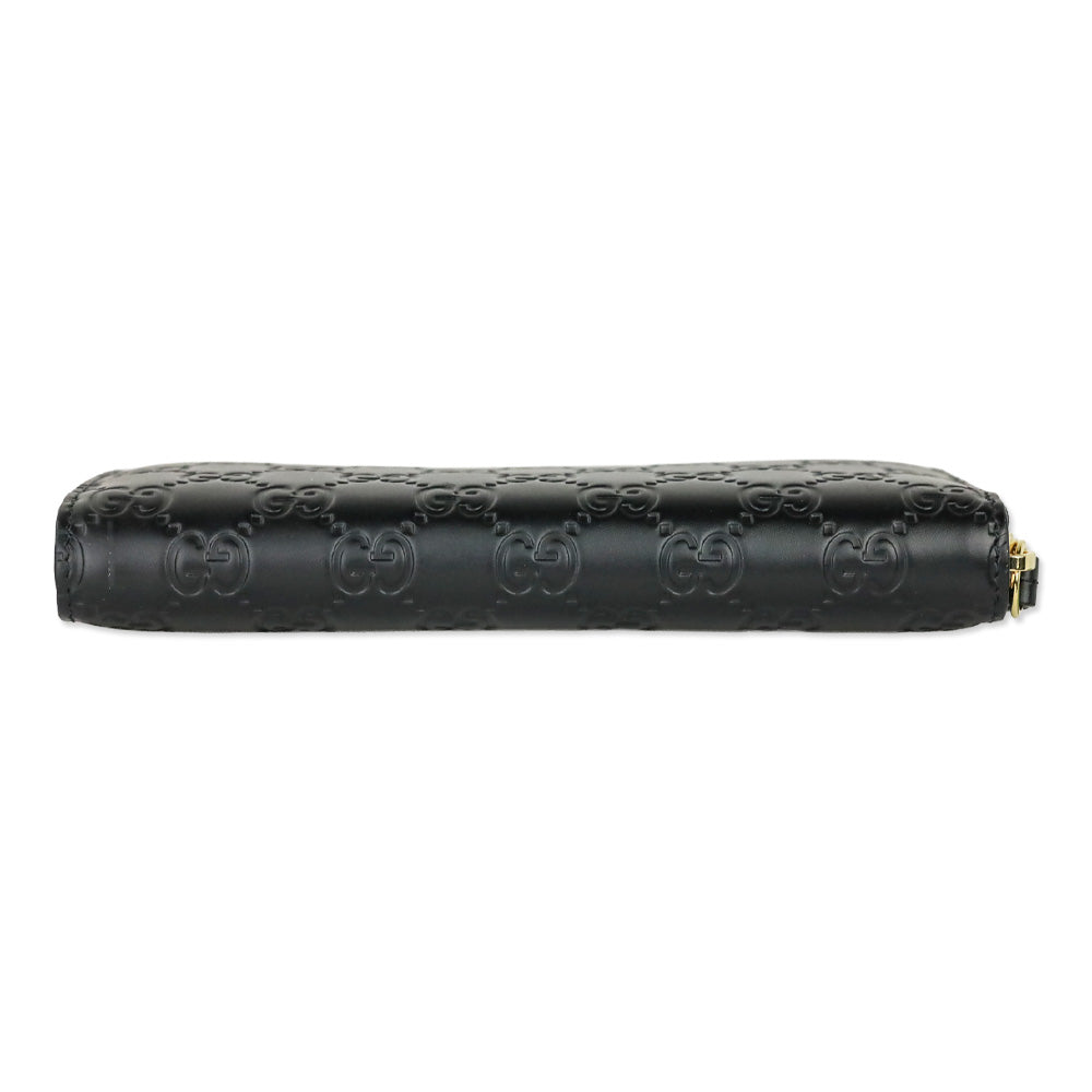 Gucci Black Leather GG Emblem Zip Around Wallet