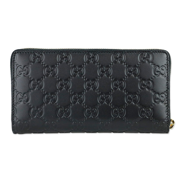 Gucci Black Leather GG Emblem Zip Around Wallet