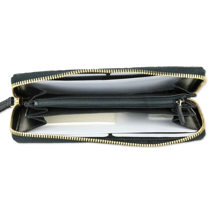 Gucci Black Leather GG Emblem Zip Around Wallet