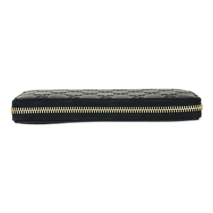 Gucci Black Leather GG Emblem Zip Around Wallet