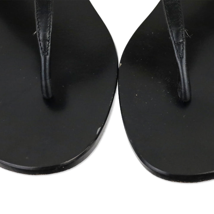 Gucci Black Leather GG Marmont T-Strap Thong Sandals