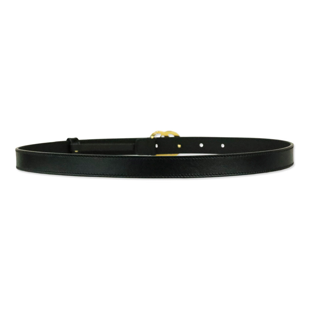 Gucci Black Leather GG Marmont Thin Belt