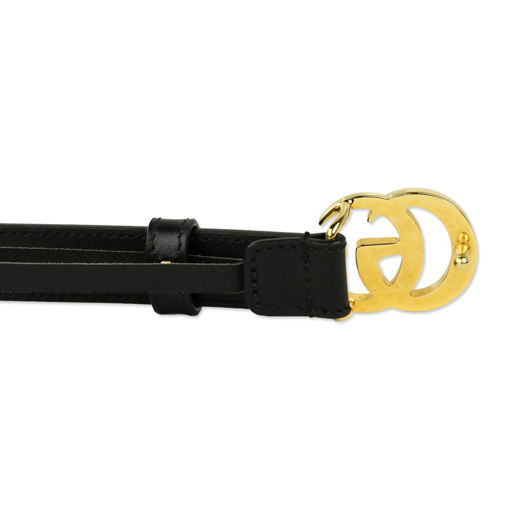 Gucci Black Leather GG Marmont Thin Belt