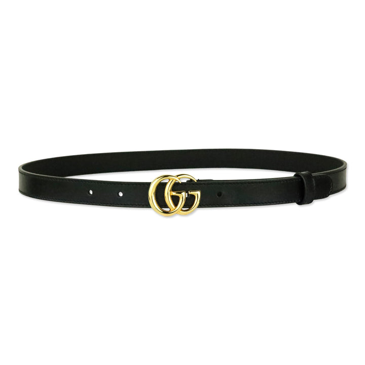 Gucci Black Leather GG Marmont Thin Belt