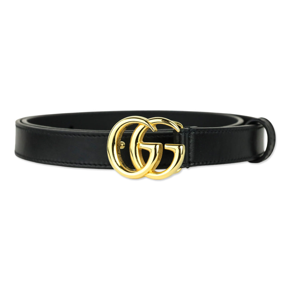 Gucci Black Leather GG Marmont Thin Belt
