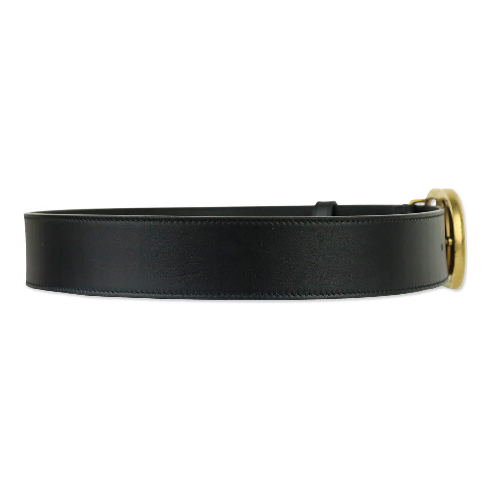 Gucci Black Leather GG Marmont Wide Belt