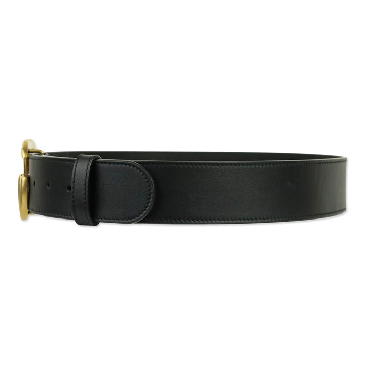 Gucci Black Leather GG Marmont Wide Belt