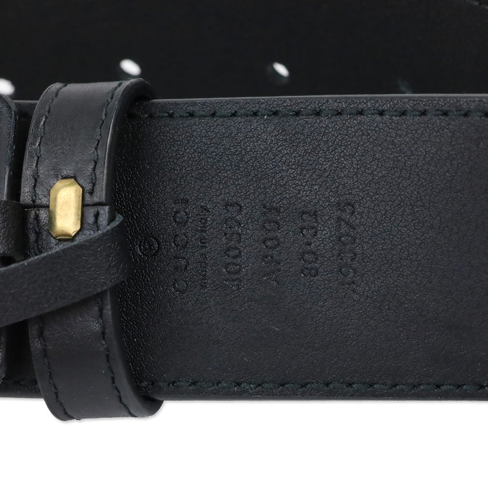 Gucci Black Leather GG Marmont Wide Belt