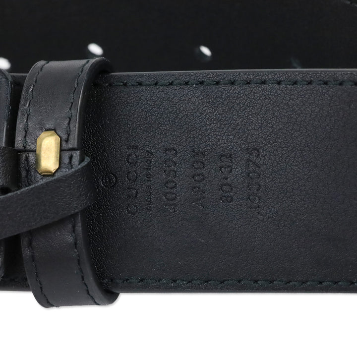 Gucci Black Leather GG Marmont Wide Belt