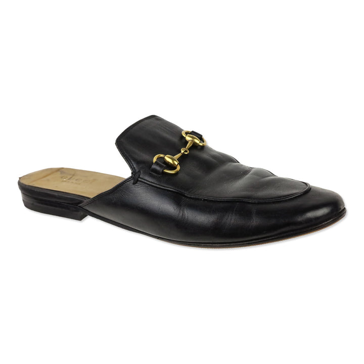 Gucci Black Leather Horsebit Princetown Mule Slipper