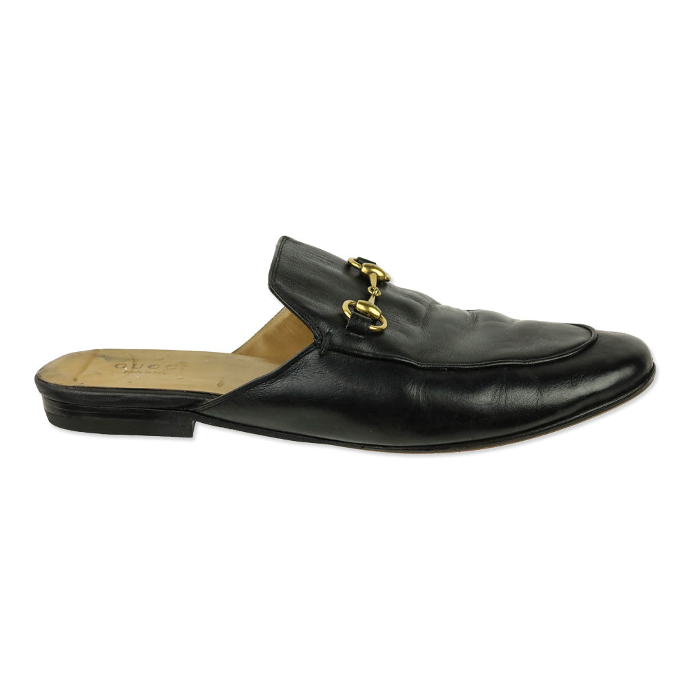 Gucci Black Leather Horsebit Princetown Mule Slipper