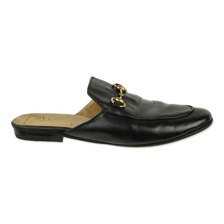 Gucci Black Leather Horsebit Princetown Mule Slipper