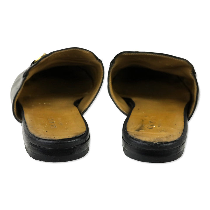 Gucci Black Leather Horsebit Princetown Mule Slipper