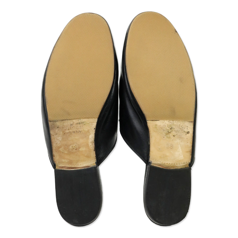 Gucci Black Leather Horsebit Princetown Mule Slipper