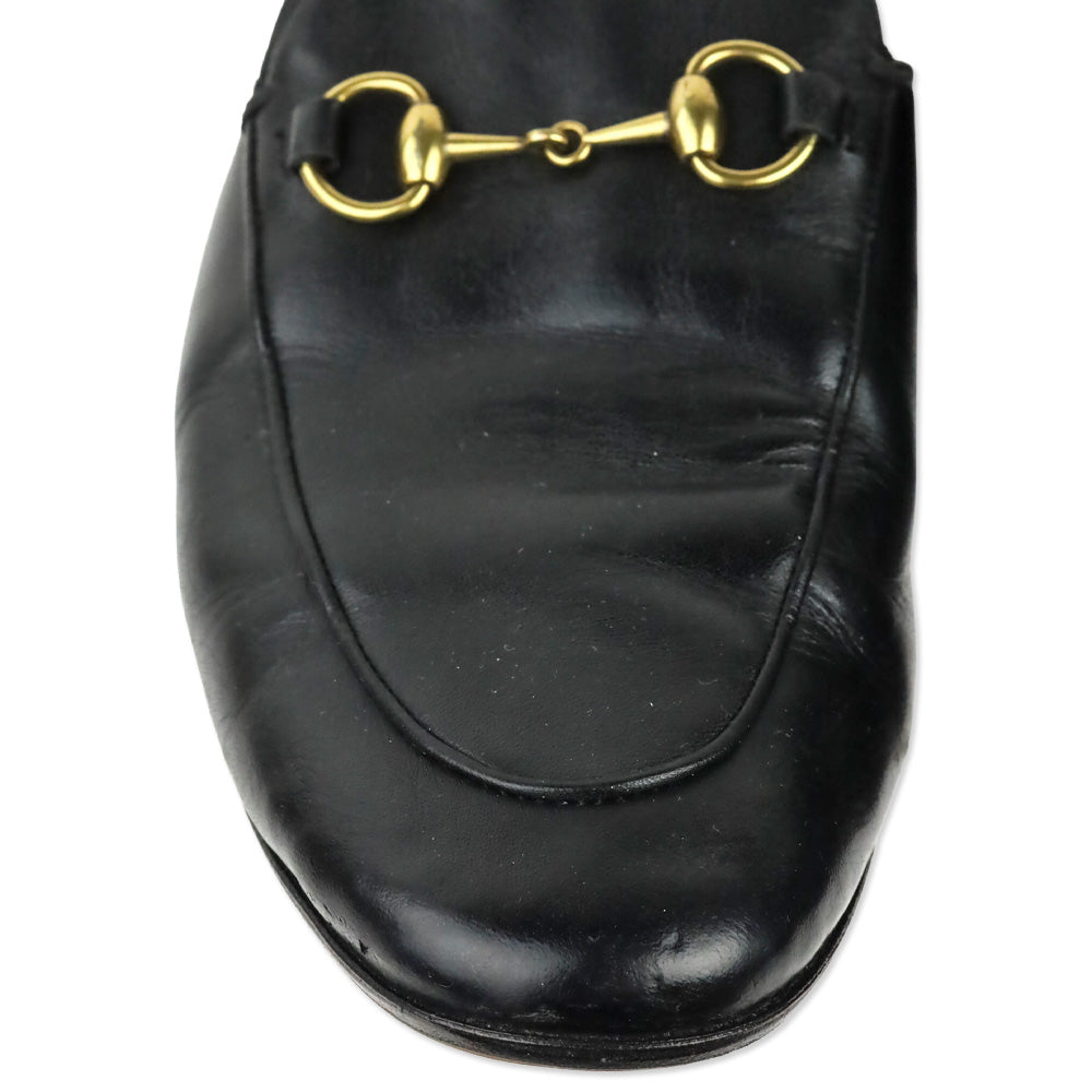 Gucci Black Leather Horsebit Princetown Mule Slipper