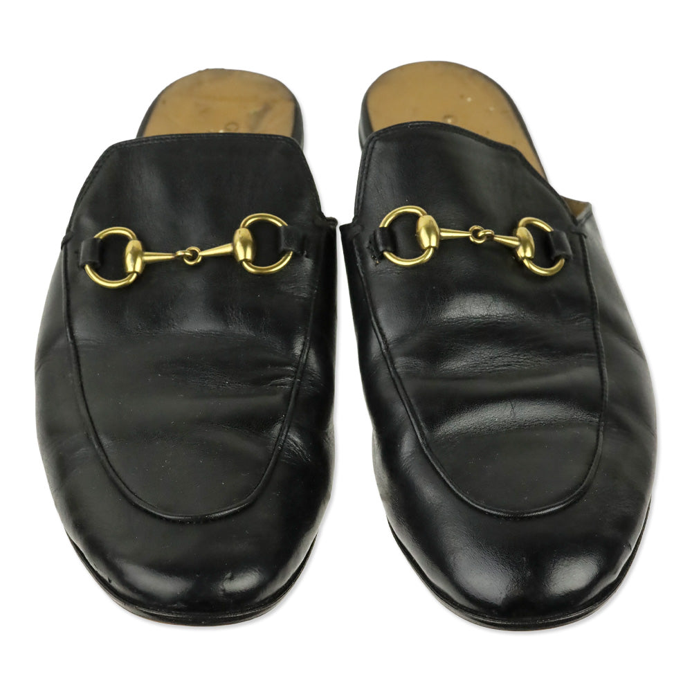 Gucci Black Leather Horsebit Princetown Mule Slipper