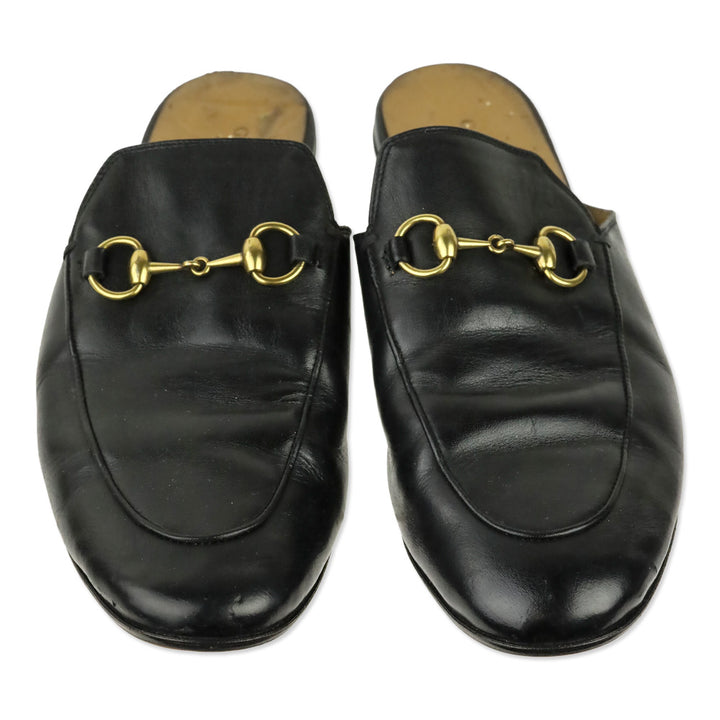 Gucci Black Leather Horsebit Princetown Mule Slipper