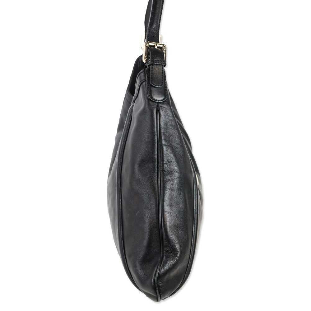 Gucci Black Leather Interlocking G Britt Hobo Bag