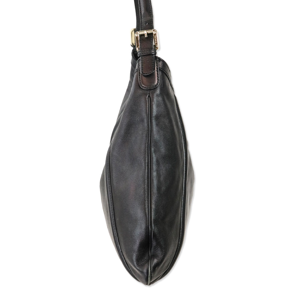 Gucci Black Leather Interlocking G Britt Hobo Bag