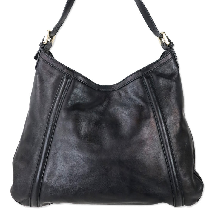 Gucci Black Leather Interlocking G Britt Hobo Bag