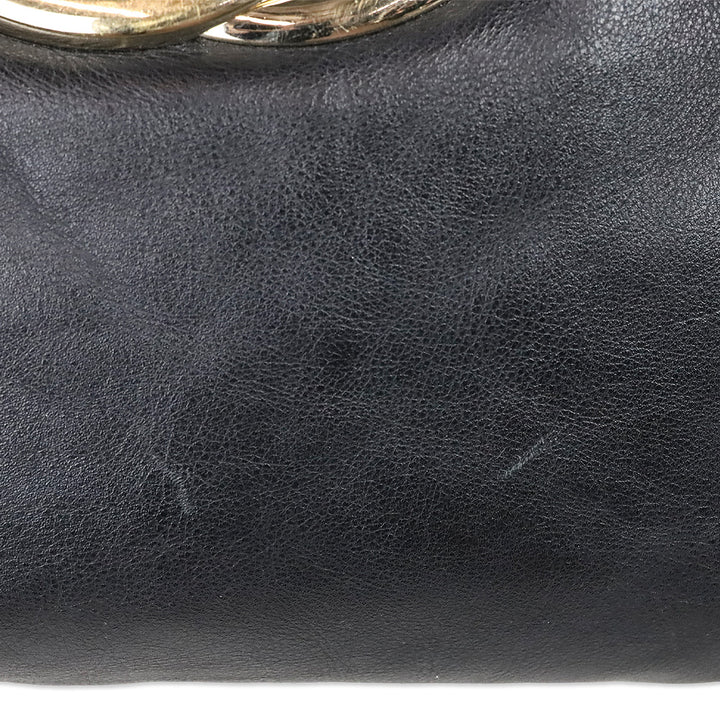Gucci Black Leather Interlocking G Britt Hobo Bag