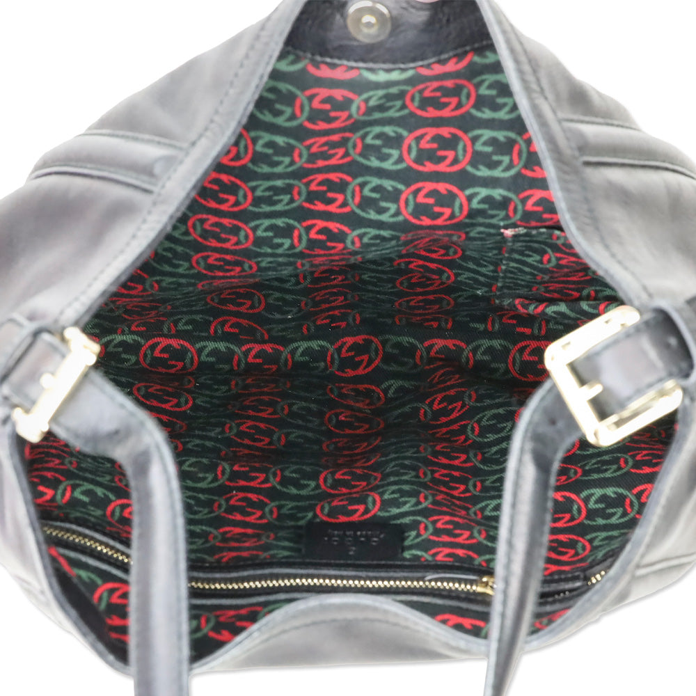 Gucci Black Leather Interlocking G Britt Hobo Bag