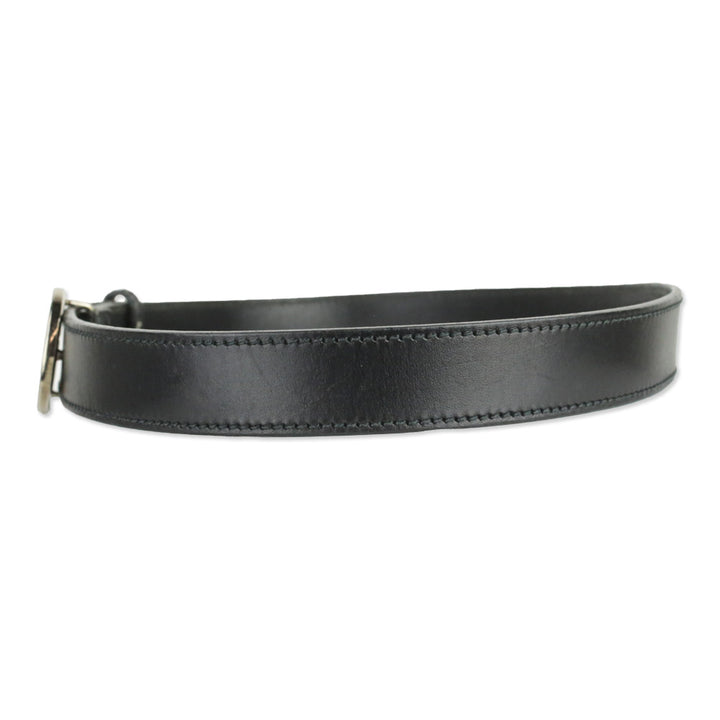 Gucci Black Leather Interlocking G Buckle Belt