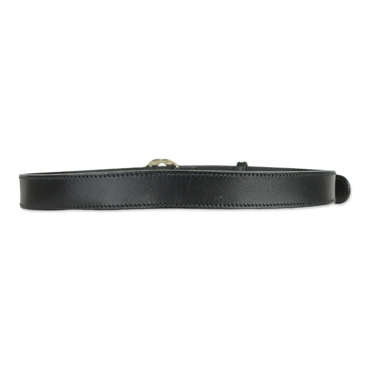 Gucci Black Leather Interlocking G Buckle Belt