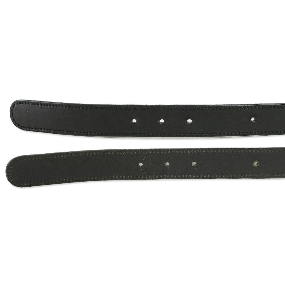 Gucci Black Leather Interlocking G Buckle Belt