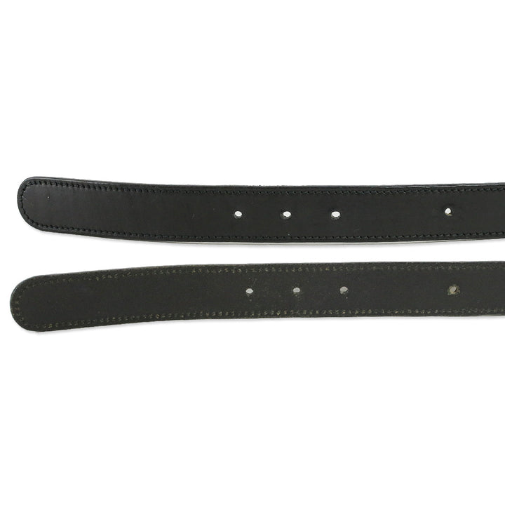 Gucci Black Leather Interlocking G Buckle Belt