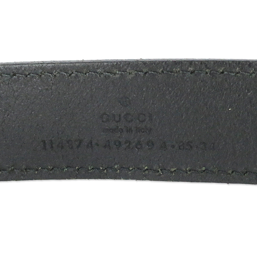 Gucci Black Leather Interlocking G Buckle Belt