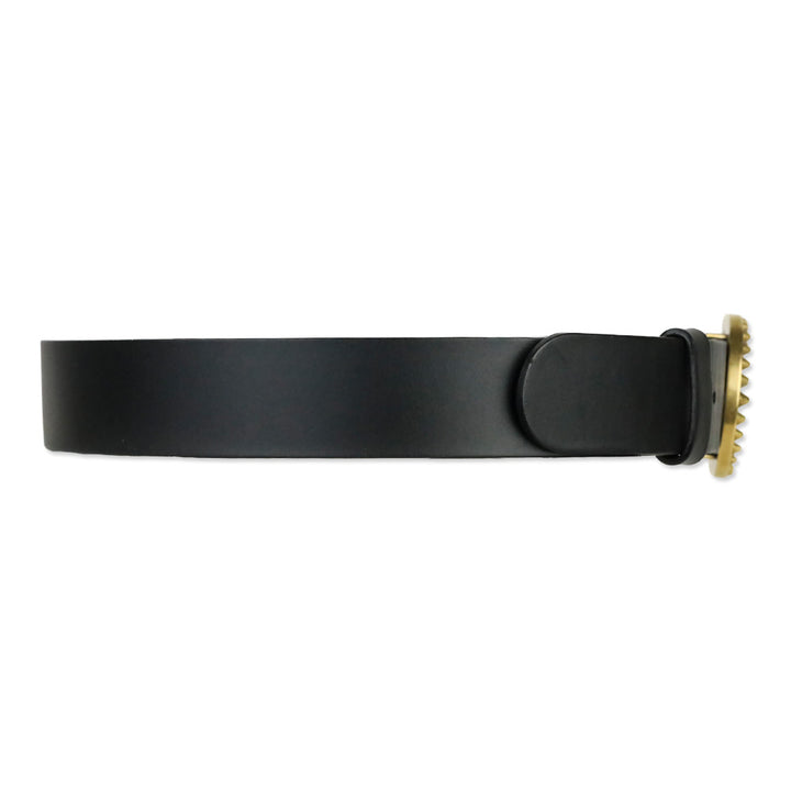 Gucci Black Leather Interlocking Studded GG Buckle Belt